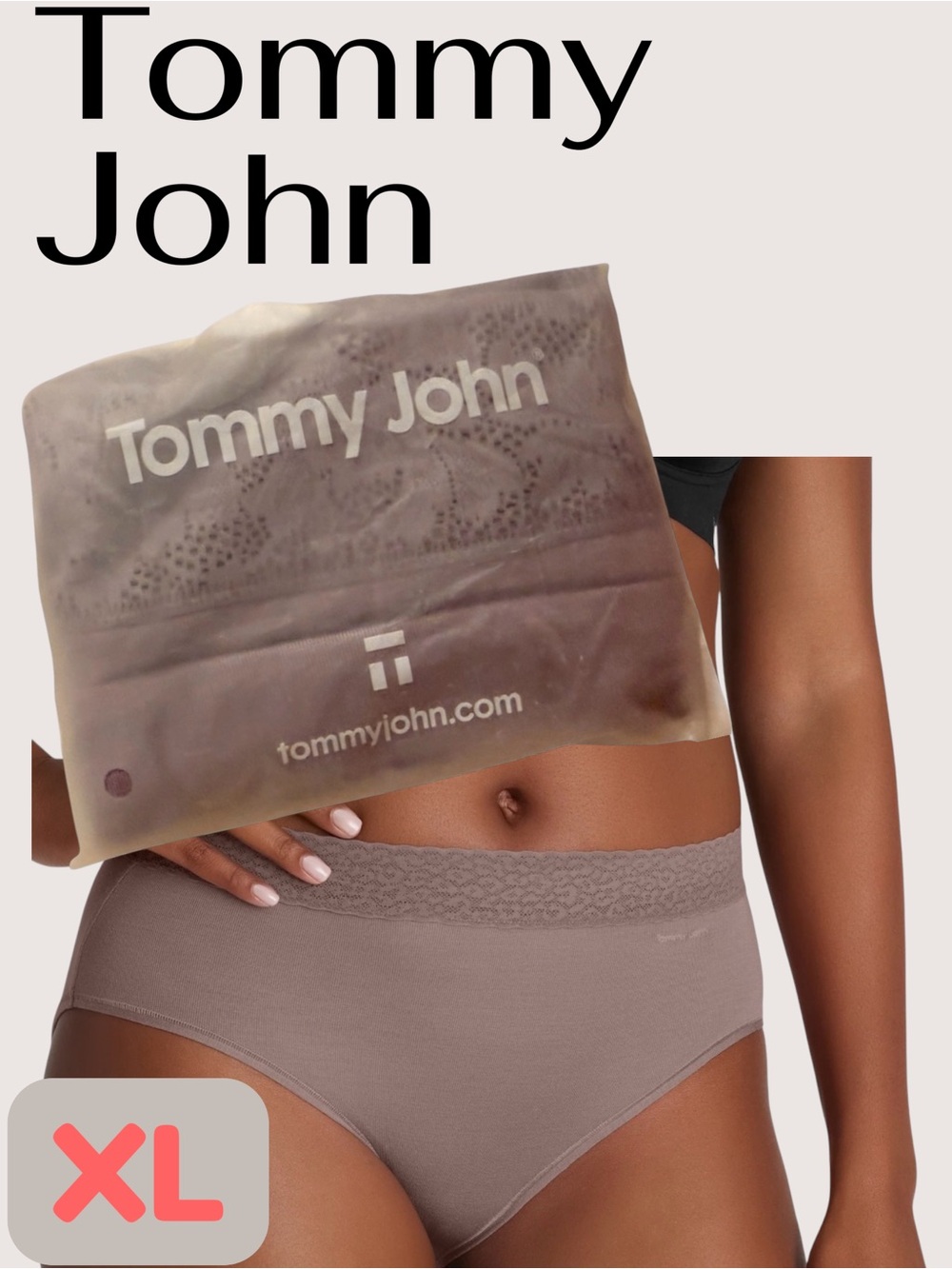Tommy John Women's High Rise Brief with Lace Waist - Gray Ridge